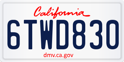 CA license plate 6TWD830
