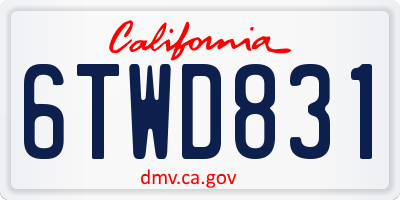 CA license plate 6TWD831