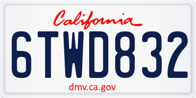 CA license plate 6TWD832