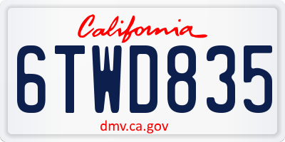 CA license plate 6TWD835