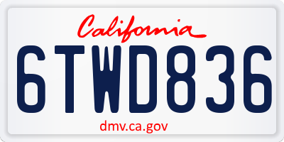 CA license plate 6TWD836