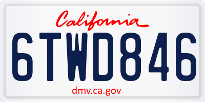 CA license plate 6TWD846