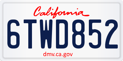 CA license plate 6TWD852