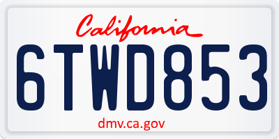 CA license plate 6TWD853