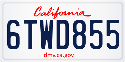 CA license plate 6TWD855