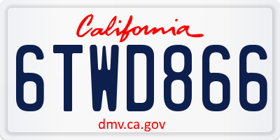 CA license plate 6TWD866
