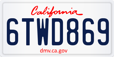 CA license plate 6TWD869