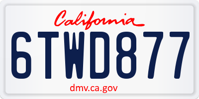 CA license plate 6TWD877