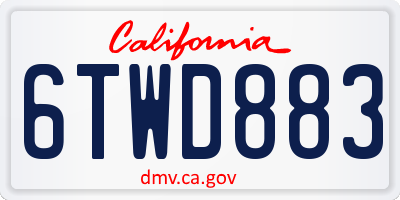 CA license plate 6TWD883