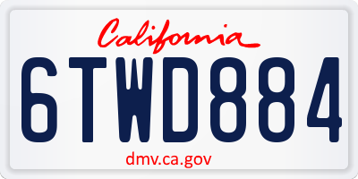 CA license plate 6TWD884
