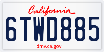 CA license plate 6TWD885