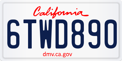 CA license plate 6TWD890