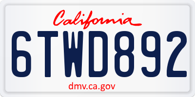 CA license plate 6TWD892