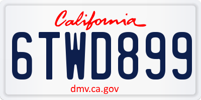 CA license plate 6TWD899