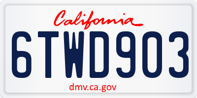 CA license plate 6TWD903