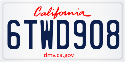 CA license plate 6TWD908
