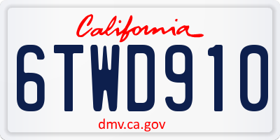 CA license plate 6TWD910