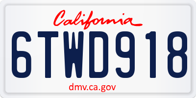 CA license plate 6TWD918