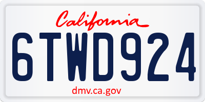 CA license plate 6TWD924