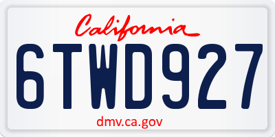 CA license plate 6TWD927