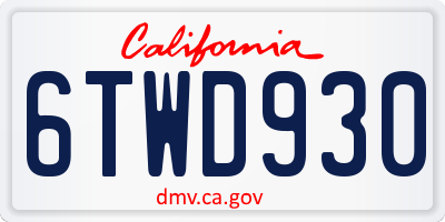 CA license plate 6TWD930