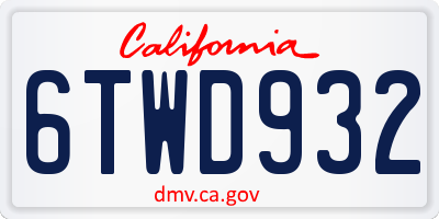 CA license plate 6TWD932
