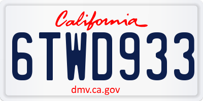 CA license plate 6TWD933