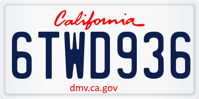 CA license plate 6TWD936