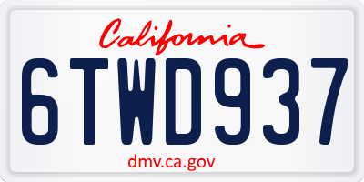 CA license plate 6TWD937