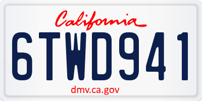 CA license plate 6TWD941