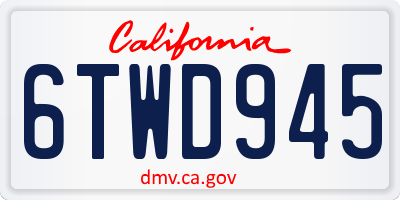 CA license plate 6TWD945