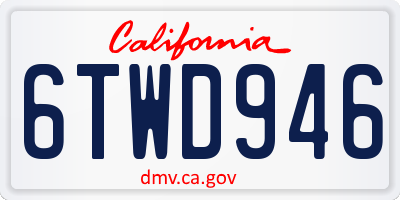 CA license plate 6TWD946