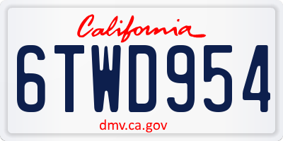 CA license plate 6TWD954