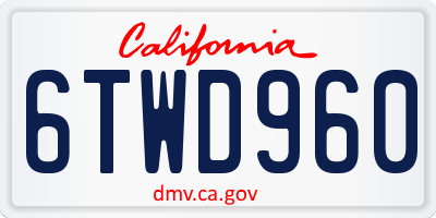 CA license plate 6TWD960