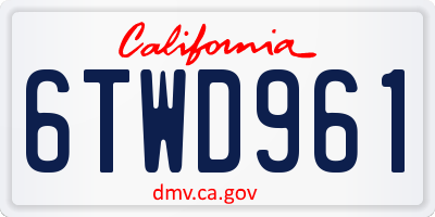 CA license plate 6TWD961