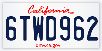CA license plate 6TWD962