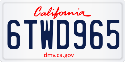 CA license plate 6TWD965