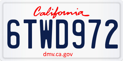 CA license plate 6TWD972