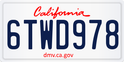 CA license plate 6TWD978