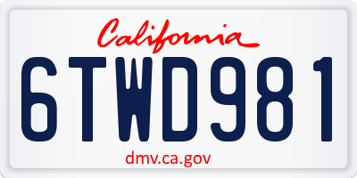 CA license plate 6TWD981
