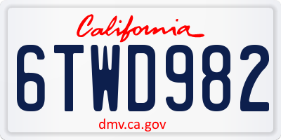 CA license plate 6TWD982