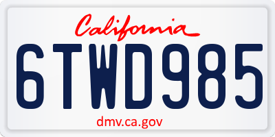 CA license plate 6TWD985