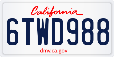 CA license plate 6TWD988