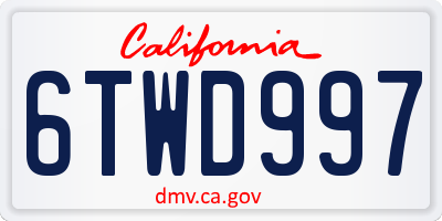 CA license plate 6TWD997