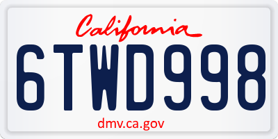 CA license plate 6TWD998