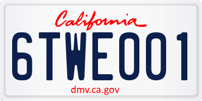 CA license plate 6TWE001