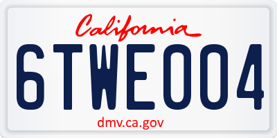 CA license plate 6TWE004