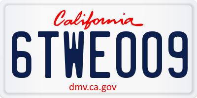 CA license plate 6TWE009