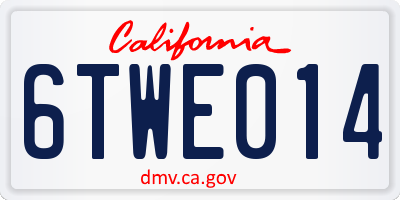 CA license plate 6TWE014