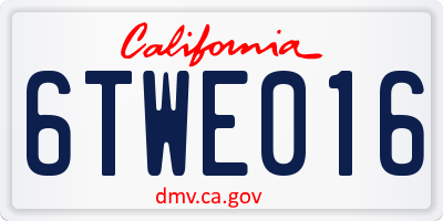 CA license plate 6TWE016